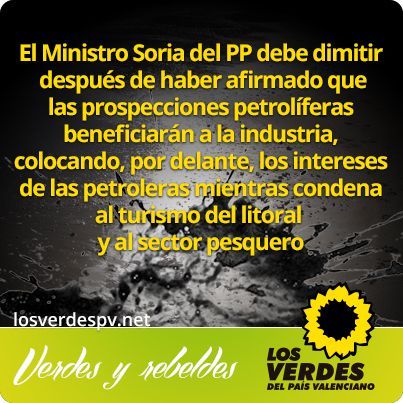 Los Verdes exigen al gobierno de Rajoy la desautorización de las prospecciones petrolíferas en el Golfo de Valencia
