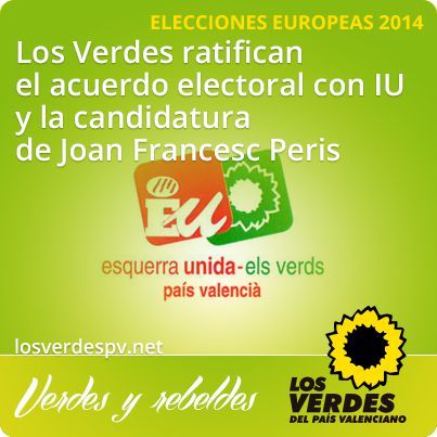 Los Verdes ratifican el acuerdo electoral con IU y la candidatura de Joan Francesc Peris para las Elecciones Europeas 2014
